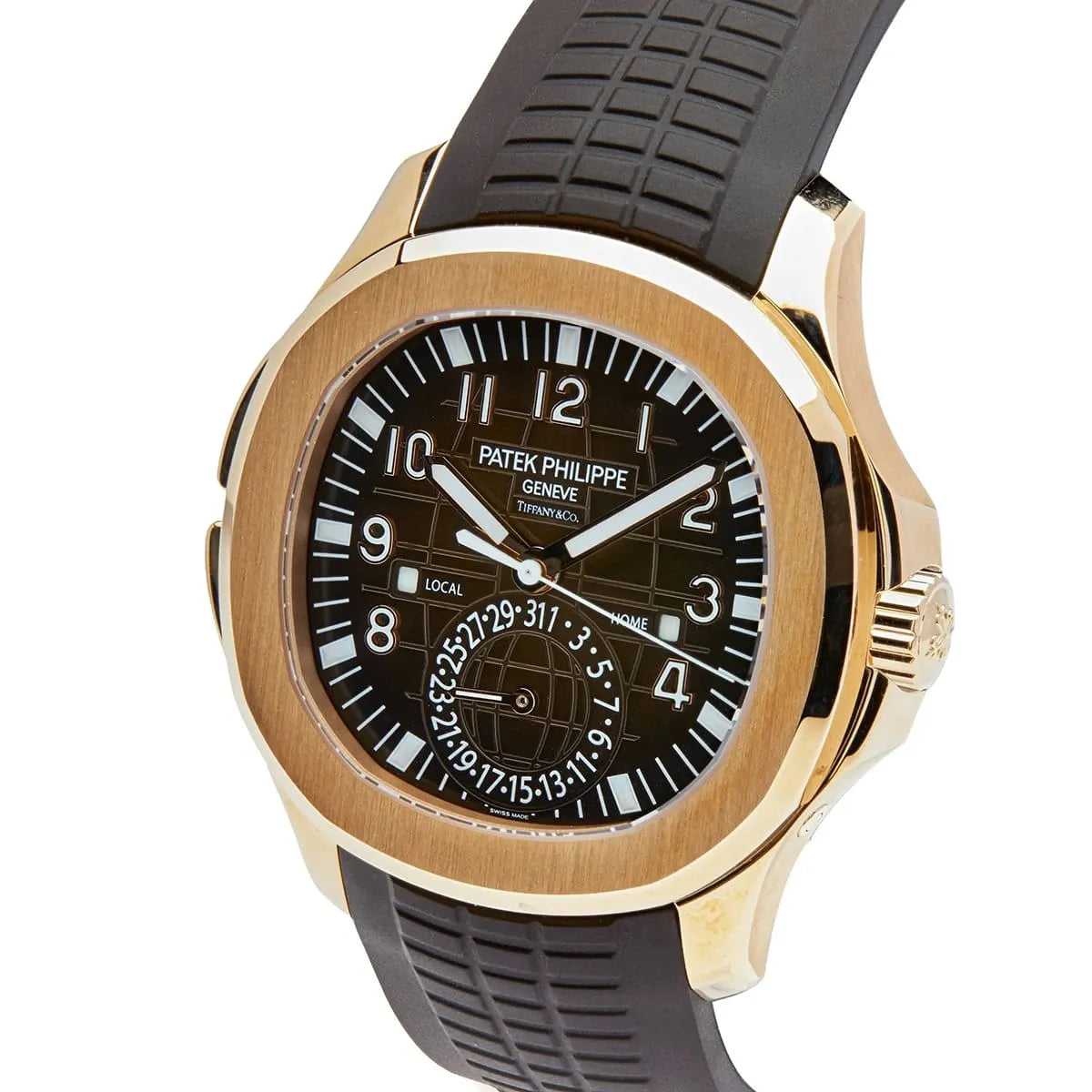 Patek Philippe Men’s Aquanaut Travel Time Rose Gold Brown Dial Watch
