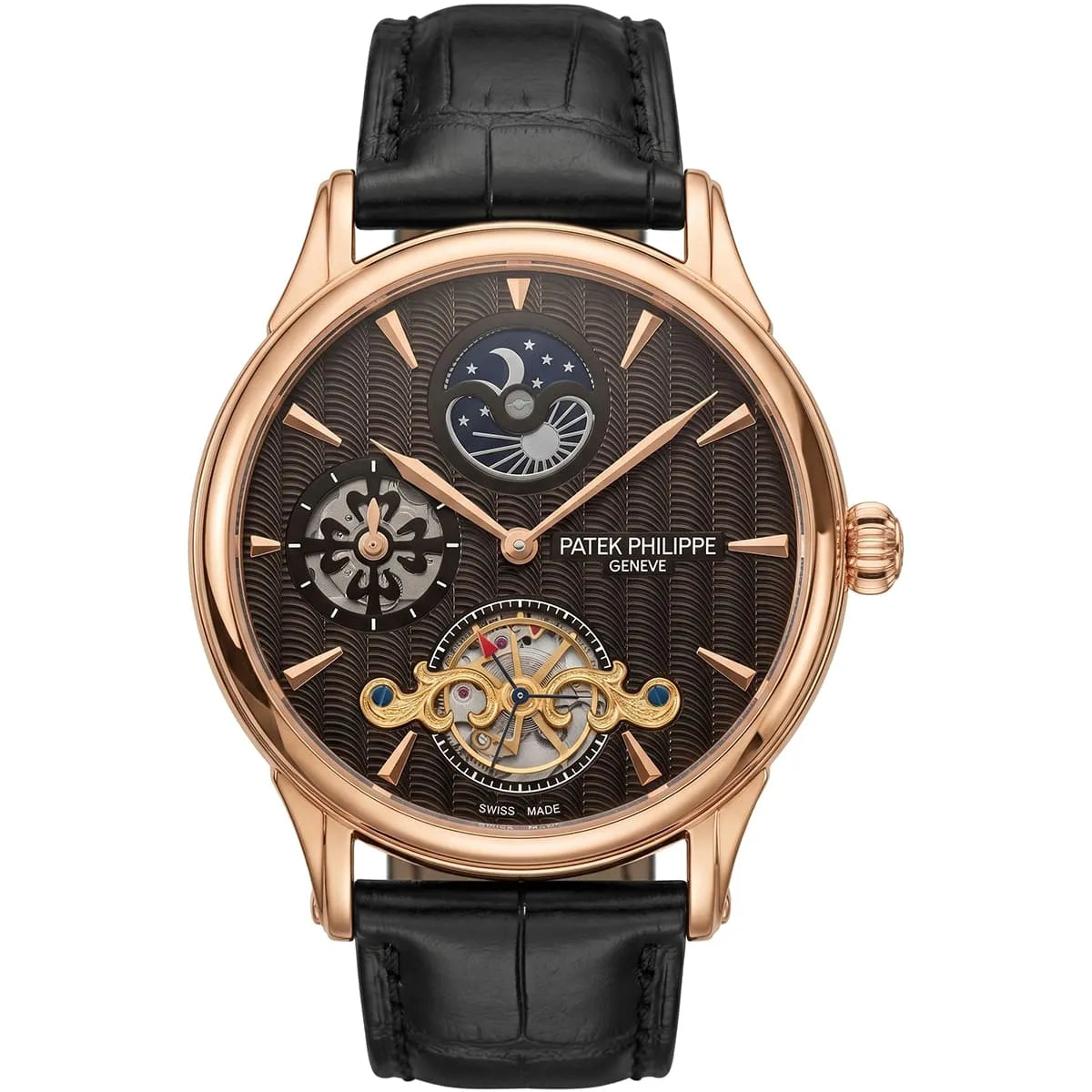 Patek Philippe Men’s Rose Gold Brown Dial Open-Heart Watch