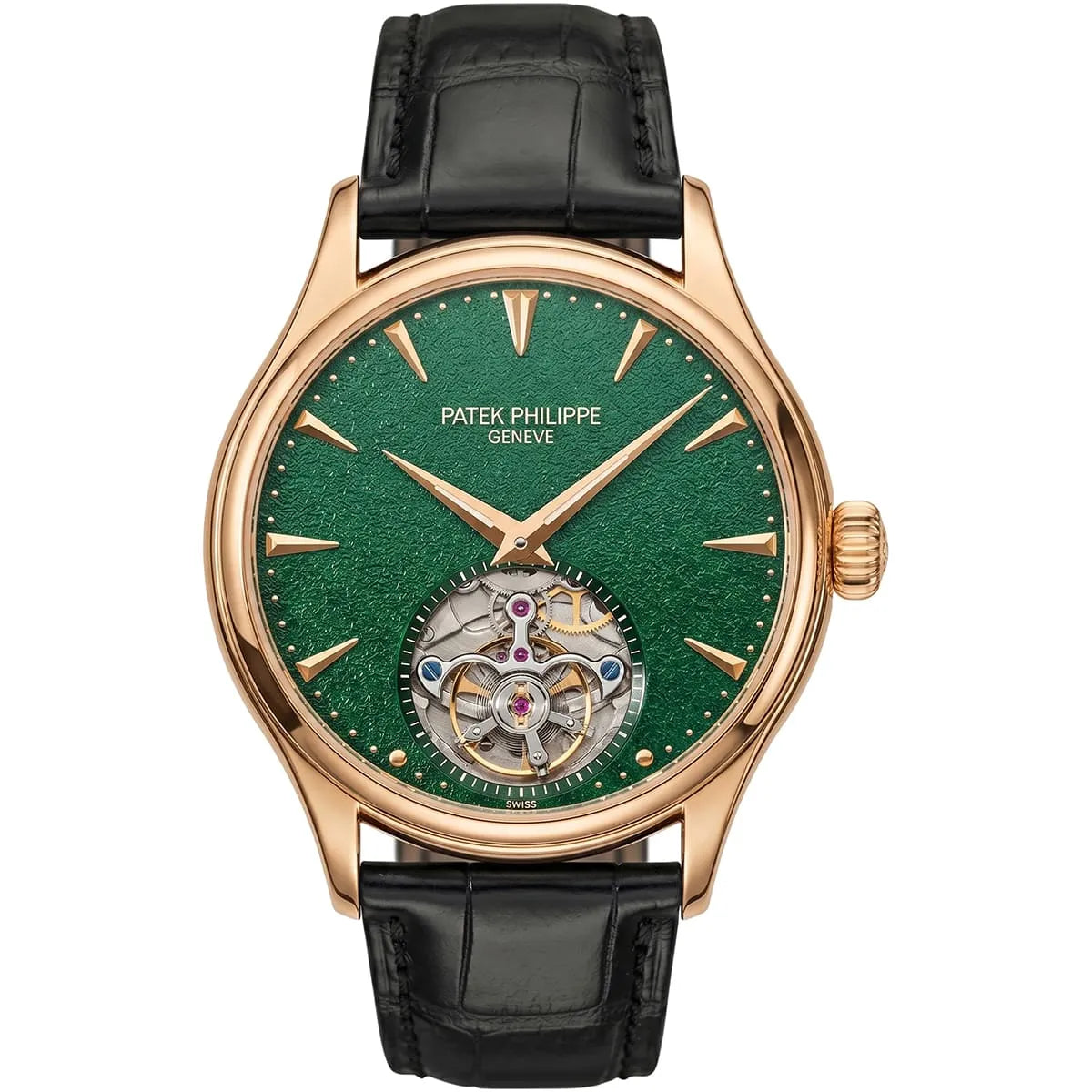 Patek Philippe Men’s Rose Gold Tone Green Dial Watch