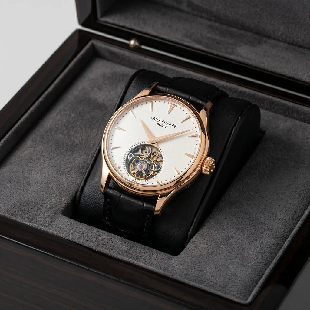 Patek Philippe Men’s Rose Gold Tone Open Heart White Dial Watch