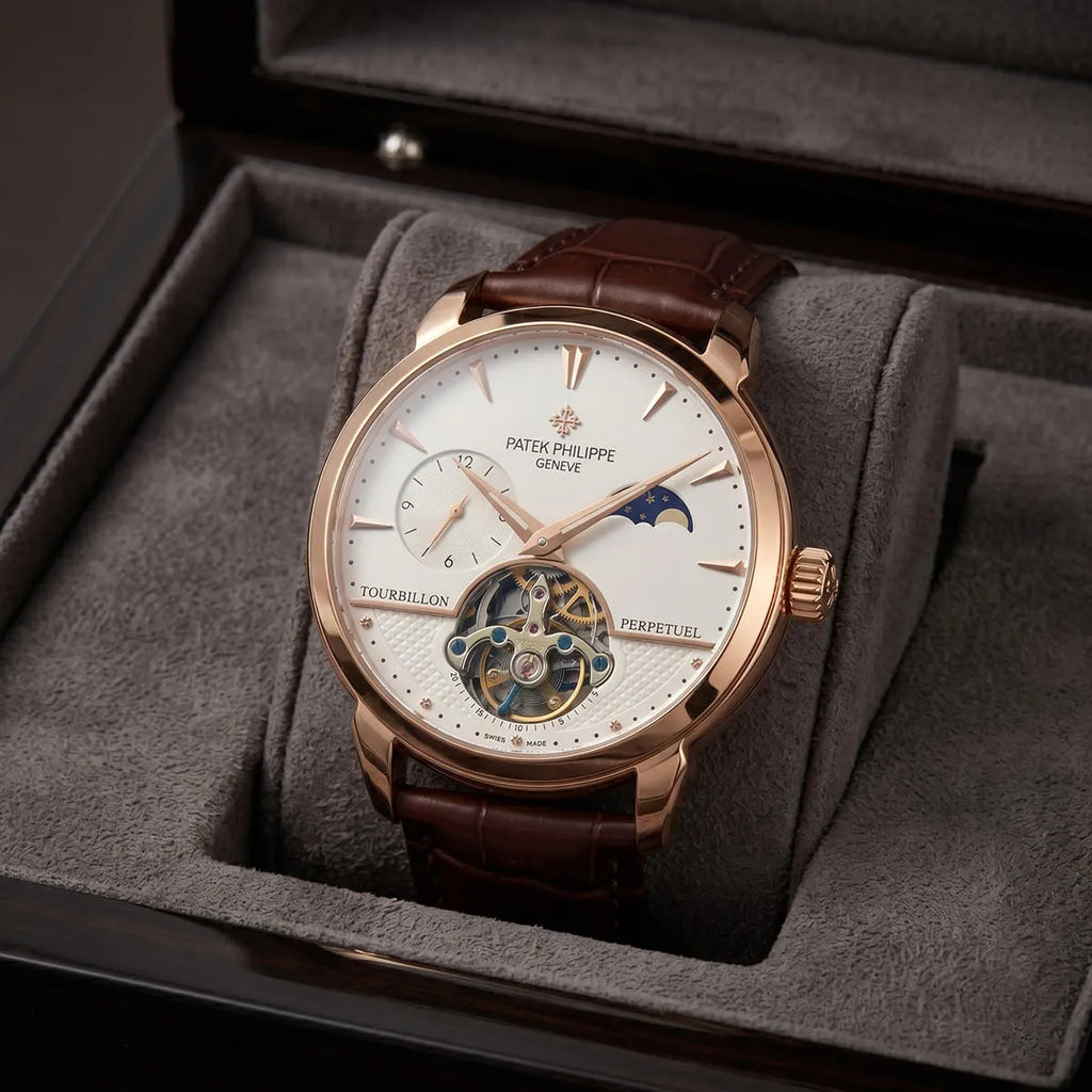 Patek Philippe Men’s Rose Gold Tone Tourbillon Perpetual Watch