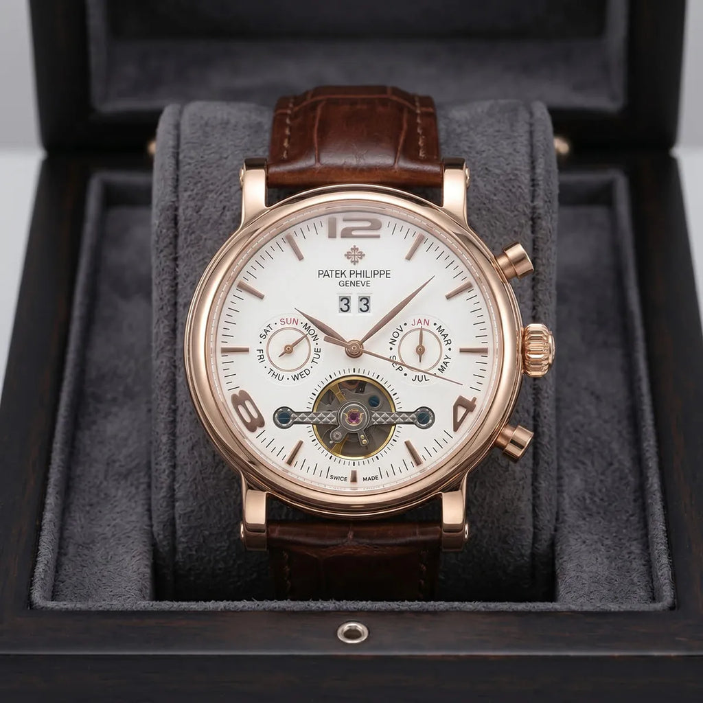 Patek Philippe Men’s Annual Calendar Open-Heart Rose Gold-Tone Watch