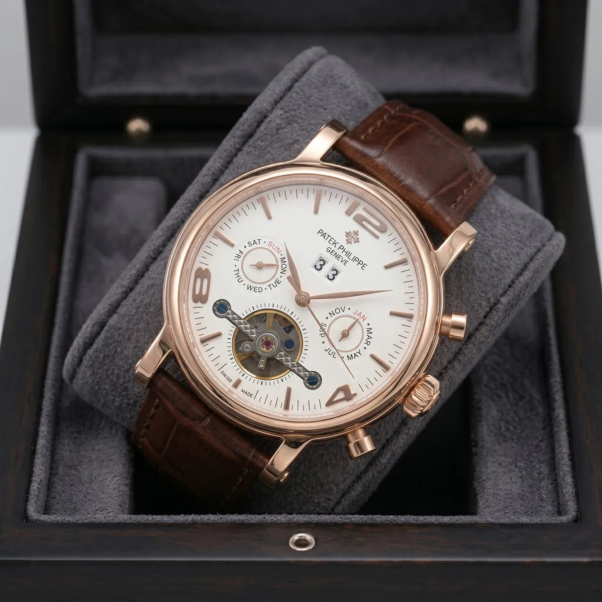 Patek Philippe Men’s Annual Calendar Open-Heart Rose Gold-Tone Watch