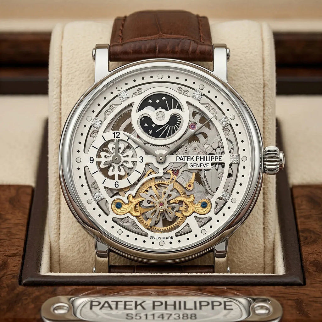 Patek Philippe Men’s Skeleton Moonphase Silver Watch