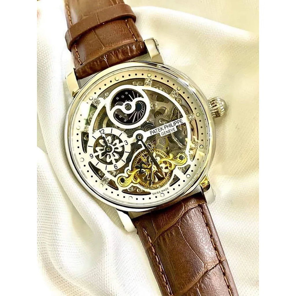 Patek Philippe Men’s Skeleton Moonphase Silver Watch