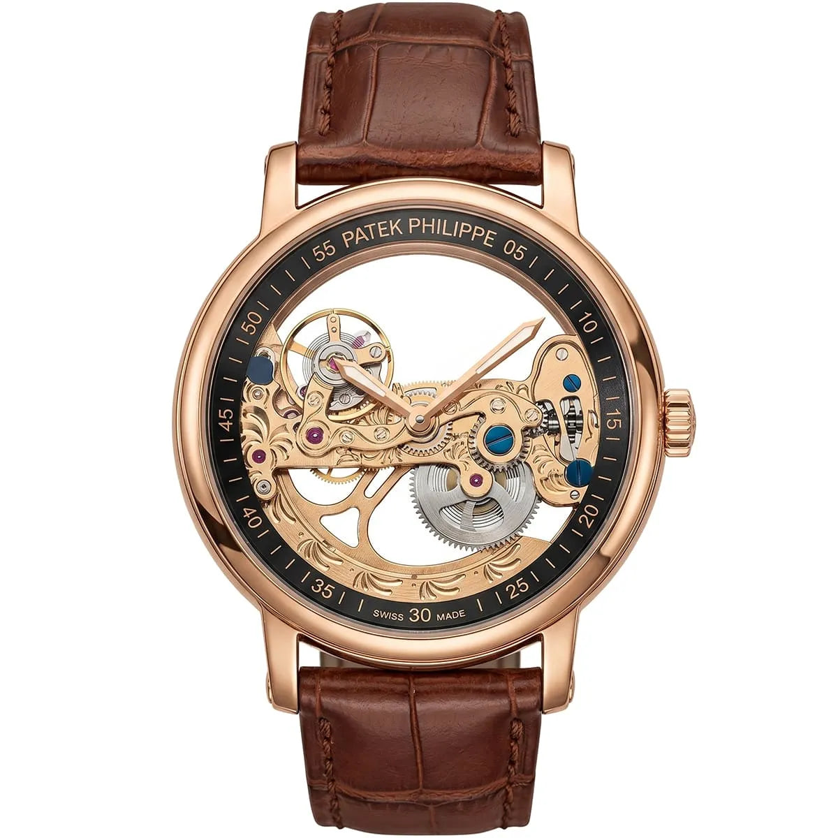 Patek Philippe Watch Men’s Skeleton Dial Rose Gold Tone