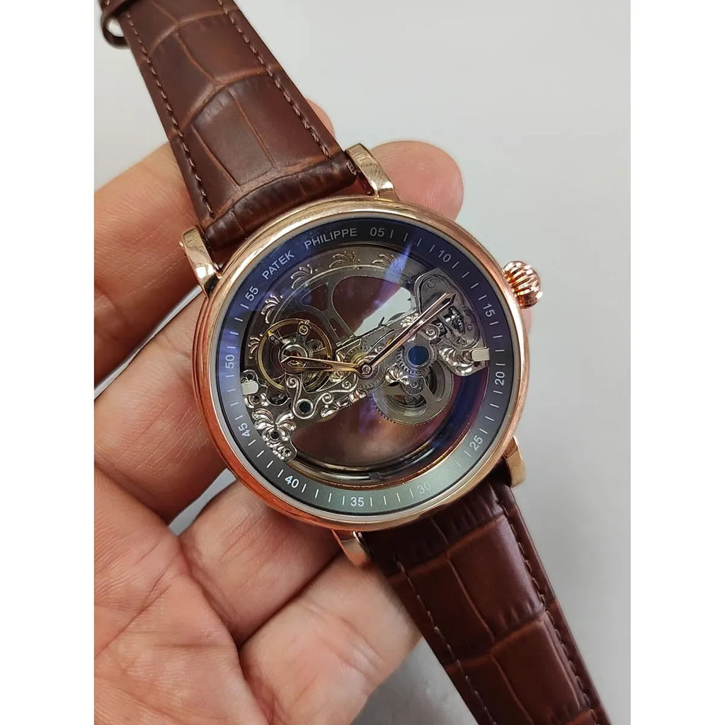 Patek Philippe Watch Men’s Skeleton Dial Rose Gold Tone