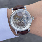 Patek Philippe Men’s Skeleton Dial Watch with Brown Leather Strap