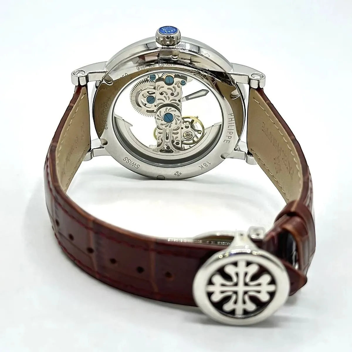 Patek Philippe Men’s Skeleton Dial Watch with Brown Leather Strap