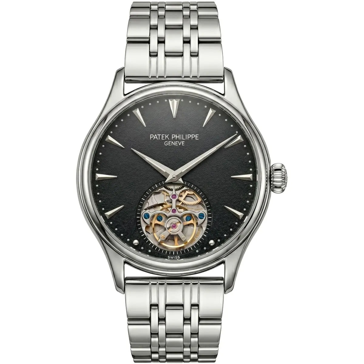 Patek Philippe Men’s Black Textured Dial Open-Heart Watch