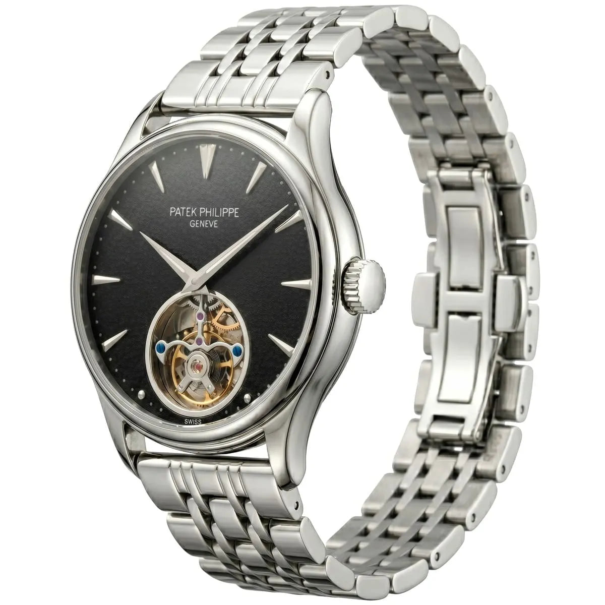 Patek Philippe Men’s Black Textured Dial Open-Heart Watch