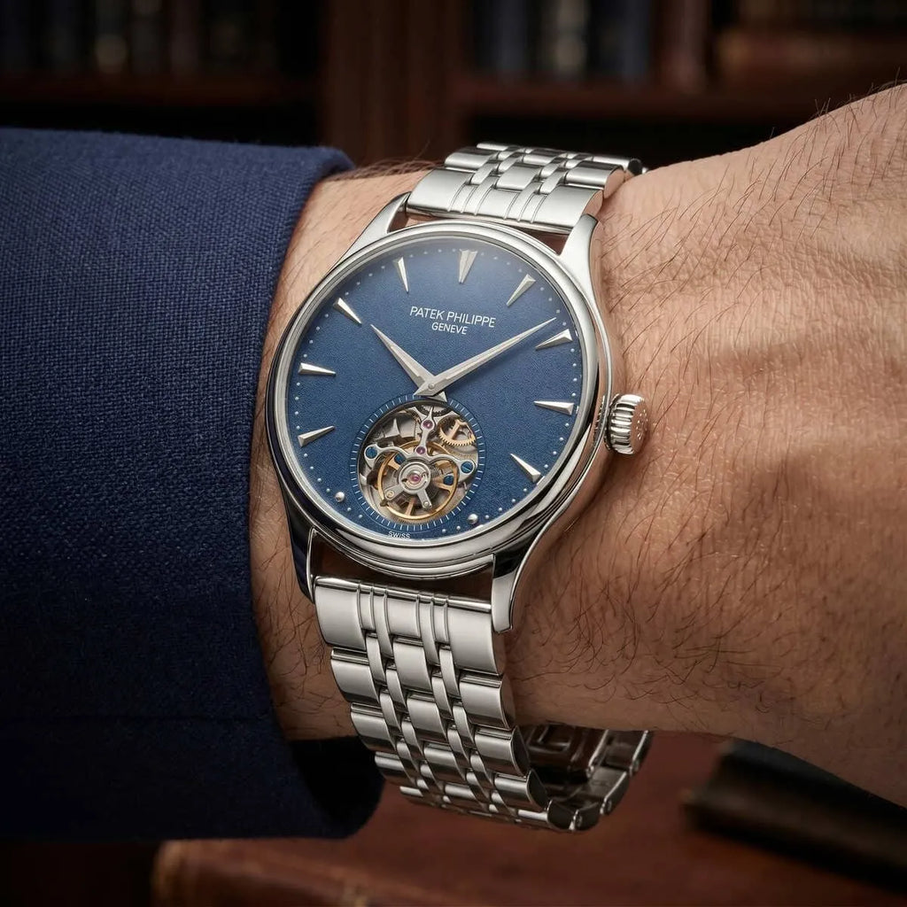 Patek Philippe Men’s Blue Textured Dial Open-Heart Watch