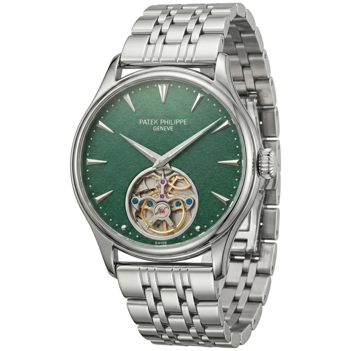 Patek Philippe Men’s Green Textured Dial Open-Heart Watch