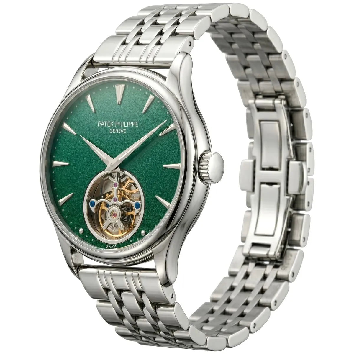 Patek Philippe Men’s Green Textured Dial Open-Heart Watch