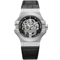 Maserati Potenza R8821108031 Silver-Tone Black Skeleton Automatic Men's Watch