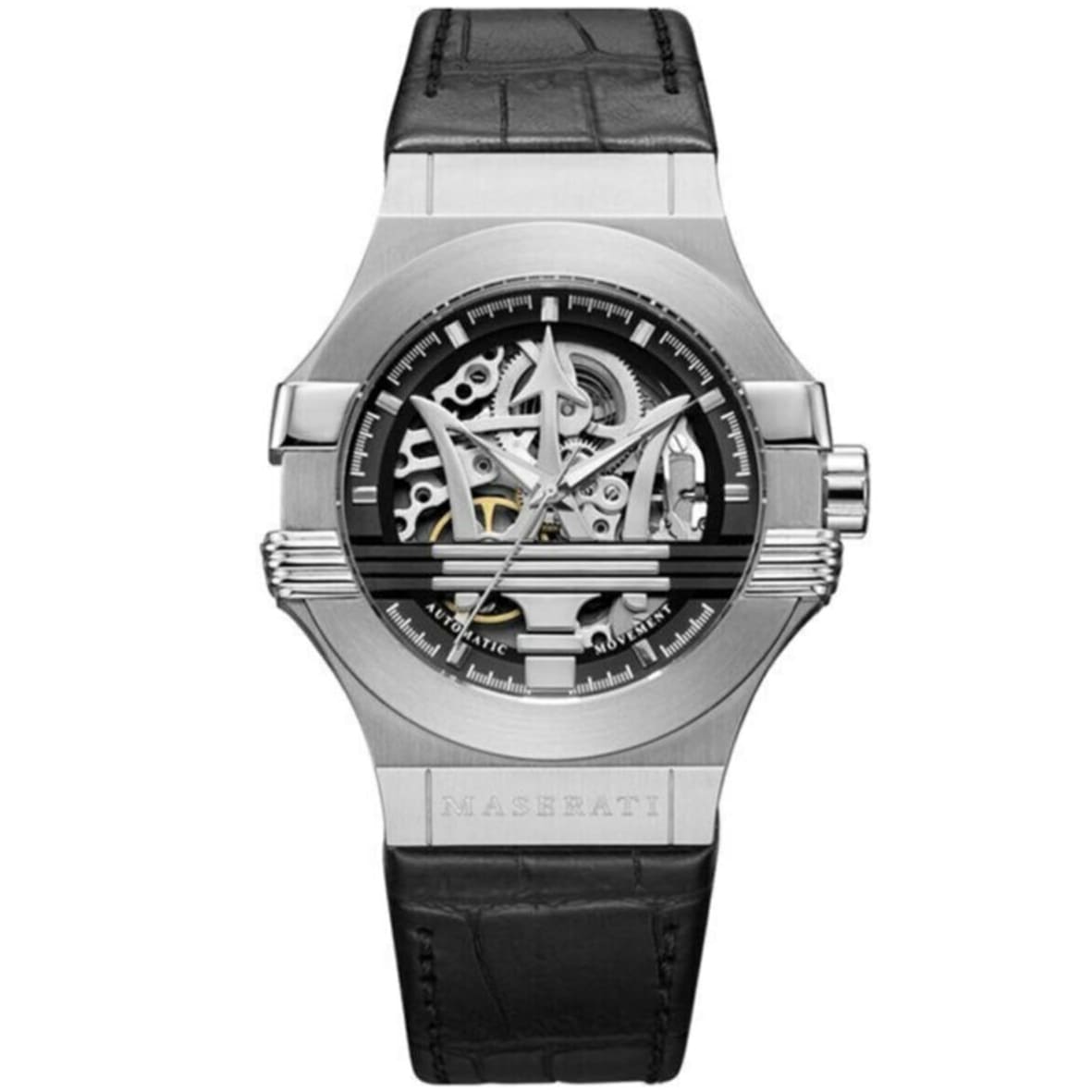 Maserati Potenza R8821108031 Silver-Tone Black Skeleton Automatic Men's Watch
