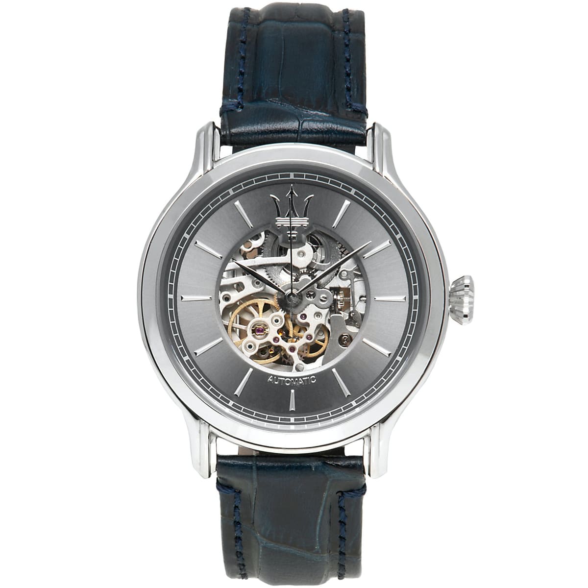 Maserati Epoca R8821118002 Gray Skeleton Automatic Blue Leather Men's Watch