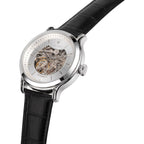 Maserati Epoca R8821118005 Silver Open Heart Automatic Black Leather Men's Watch