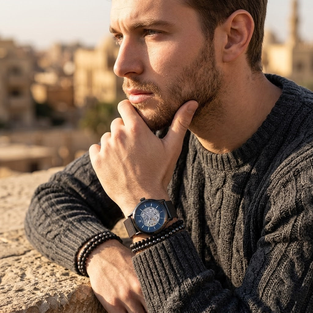 Maserati Epoca R8823118006 Gunmetal Blue Open Heart Automatic Men's Watch