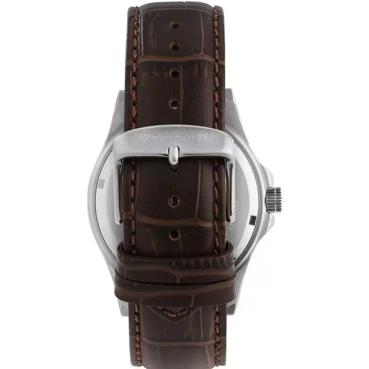 Maserati Competizione R8851100004 Silver Blue Dial Brown Leather Men's Watch