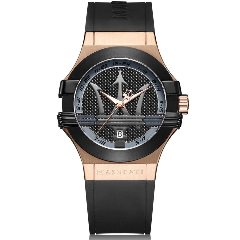 Maserati Potenza R8851108002 Rose Gold & Black Men's Rubber Watch