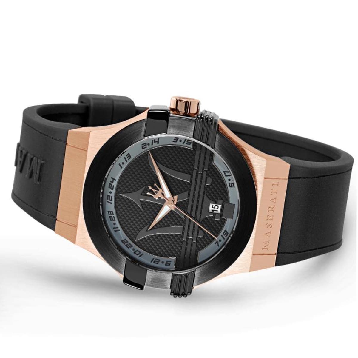 Maserati Potenza R8851108002 Rose Gold & Black Men's Rubber Watch