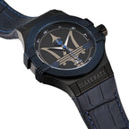 Maserati Potenza R8851108007 Blue Case Black Dial Leather Men's Watch