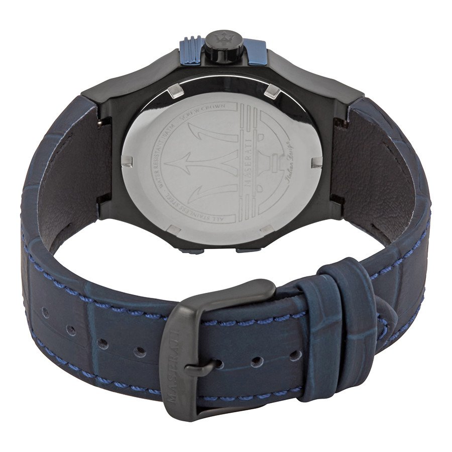 Maserati Potenza R8851108007 Blue Case Black Dial Leather Men's Watch