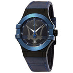 Maserati Potenza R8851108007 Blue Case Black Dial Leather Men's Watch
