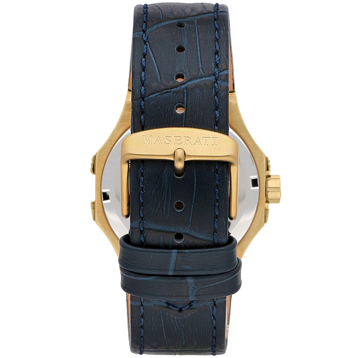 Maserati Potenza R8851108035 Gold Case Blue Dial Leather Men's Watch