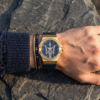 Maserati Potenza R8851108035 Gold Case Blue Dial Leather Men's Watch