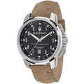 Maserati Successo R8851121004 Silver Black Dial Beige Leather Men's Watch