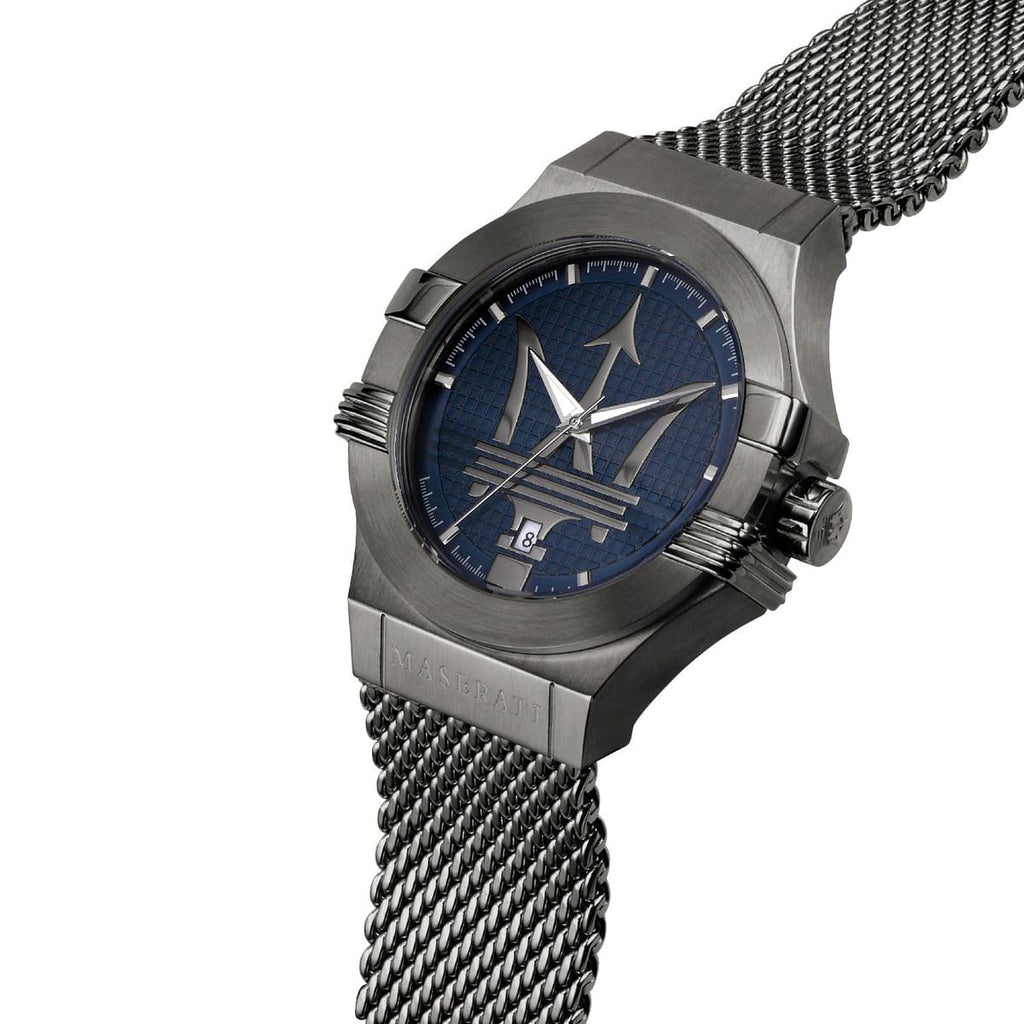 Maserati Potenza R8853108005 Grey Matte Blue Dial Mesh Men's Watch