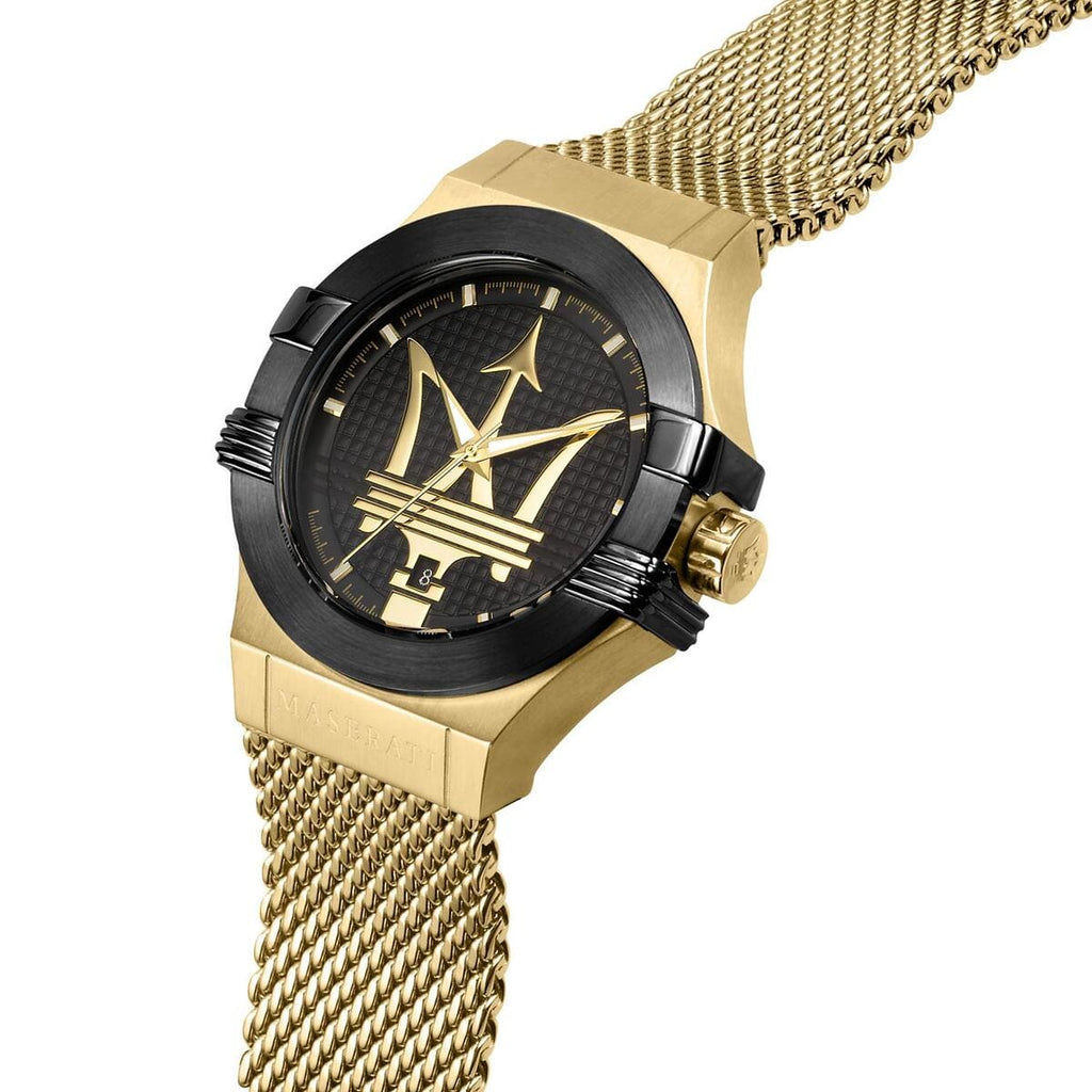 Maserati Potenza R8853108006 Gold Matte Black Dial Mesh Men's Watch
