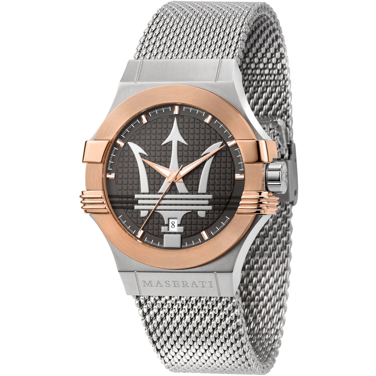 Maserati Potenza R8853108007 Two-Tone Silver Rose Gold Mesh Men's Watch