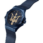 Maserati Potenza R8853108008 Blue Case Gold Trident Mesh Men's Watch