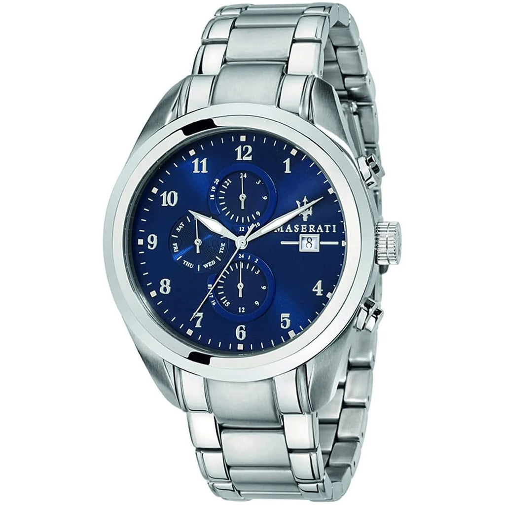 Maserati Traguardo R8853112505 Silver Blue Multi-Function Dial Metal Men's Watch