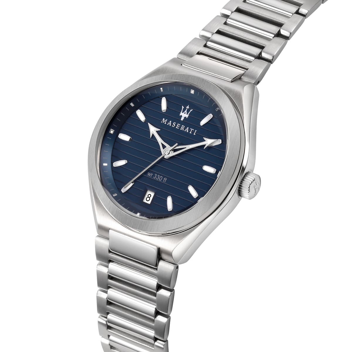 Maserati Triconic R8853139002 Silver Blue Striped Dial Metal Men's Watch