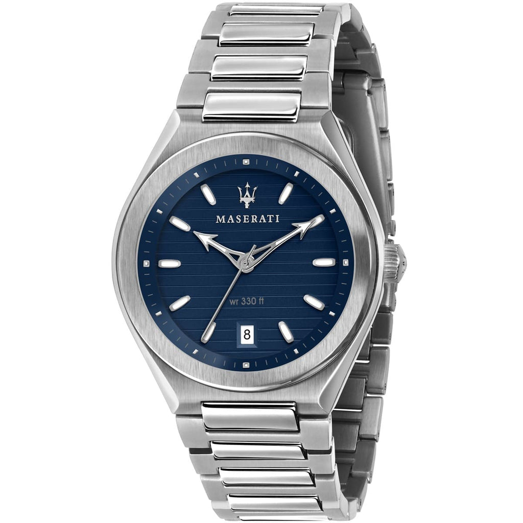 Maserati Triconic R8853139002 Silver Blue Striped Dial Metal Men's Watch