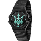 Maserati Potenza R8853144002 Black Case Tiffany Blue Trident Mesh Men's Watch