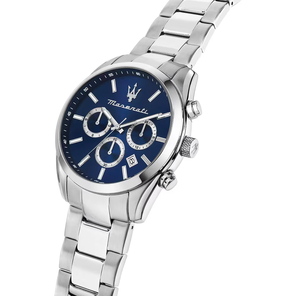 Maserati Attrazione R8853151005 Silver-Tone Blue Sunray Dial Men's Watch