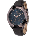 Maserati Traguardo R8871612008 Bronze-Tone Blue Dial Leather Men's Watch