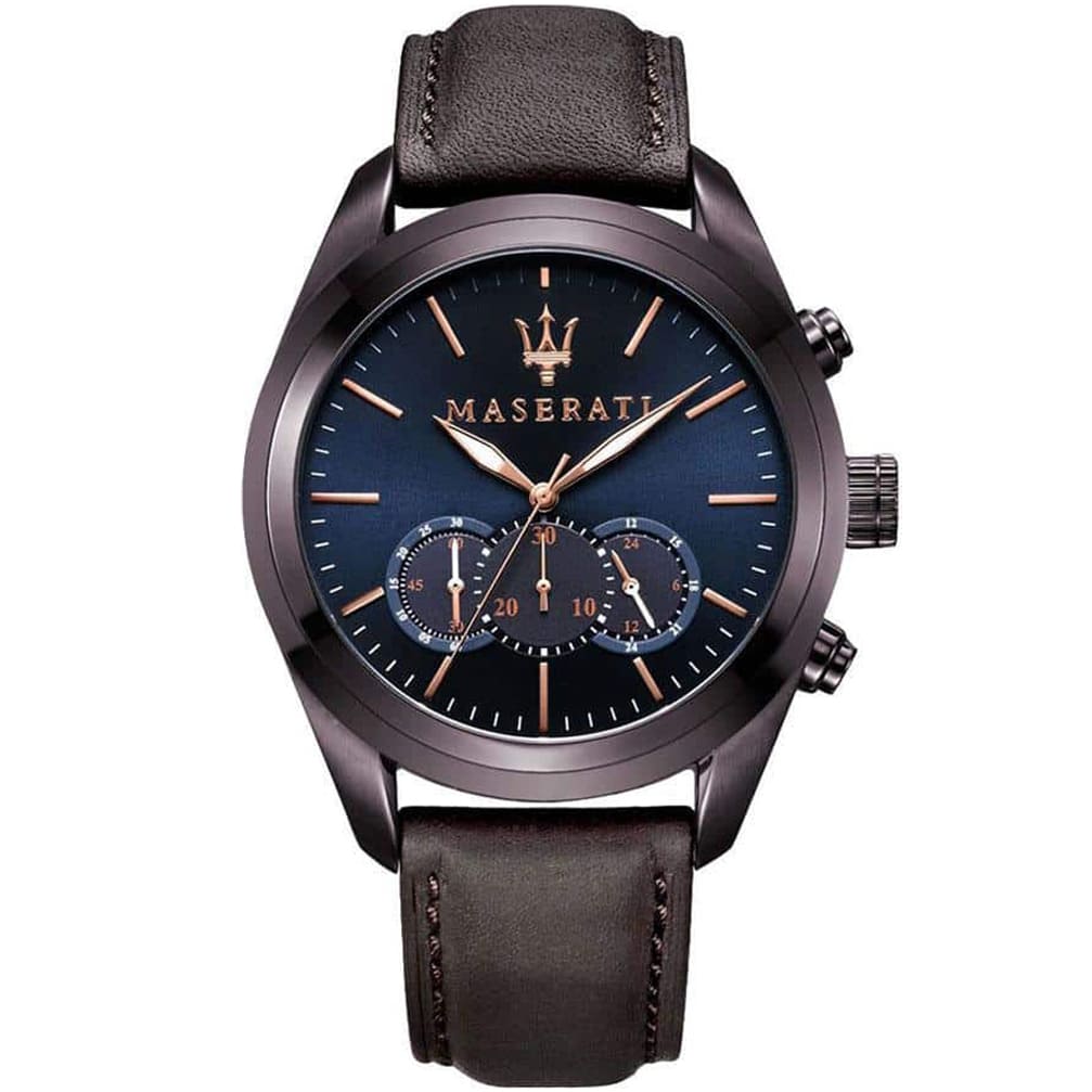 Maserati Traguardo R8871612008 Bronze-Tone Blue Dial Leather Men's Watch