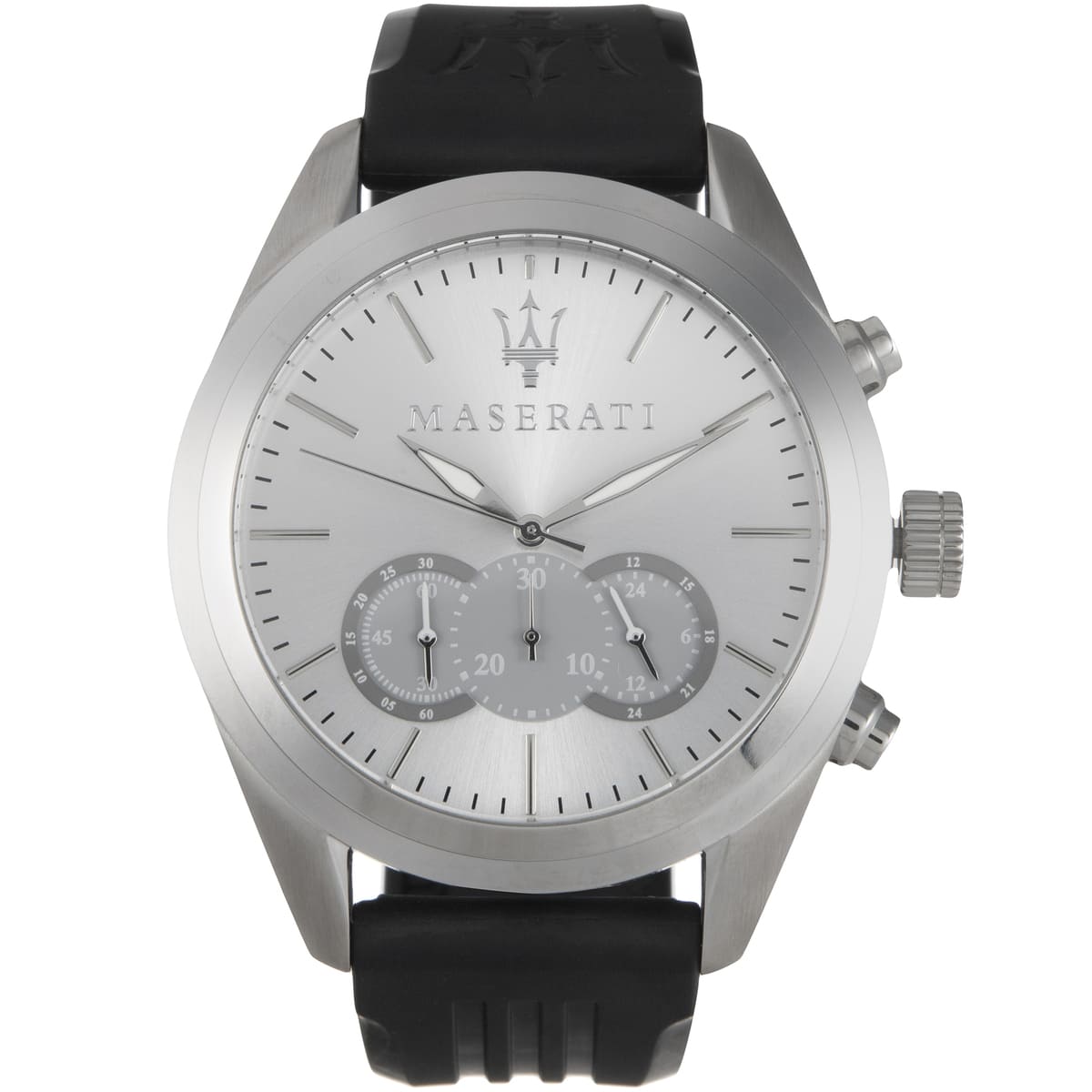 Maserati Traguardo R8871612012 Men's Silver Case Black Rubber Watch