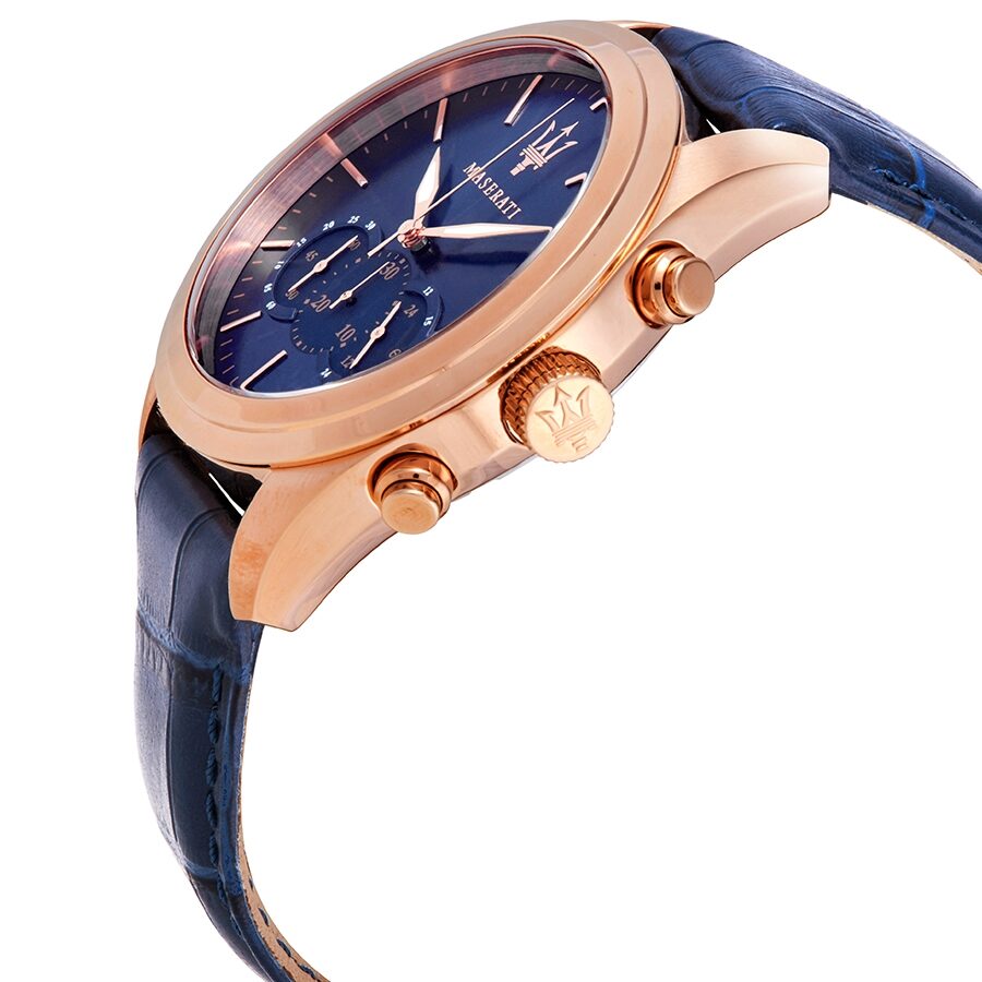 Maserati Traguardo R8871612015 Rose Gold Blue Leather Men's Watch