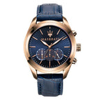 Maserati Traguardo R8871612015 Rose Gold Blue Leather Men's Watch