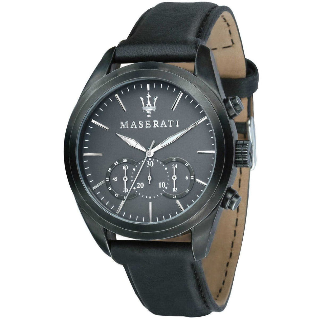 Maserati Traguardo R8871612019 All Black Leather Men's Watch