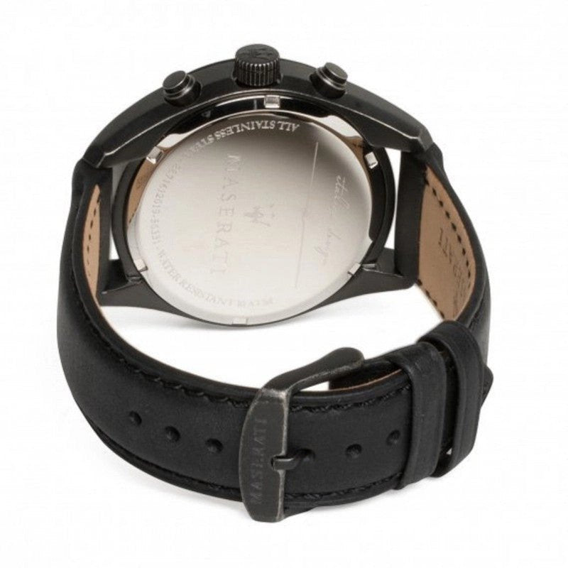 Maserati Traguardo R8871612019 All Black Leather Men's Watch