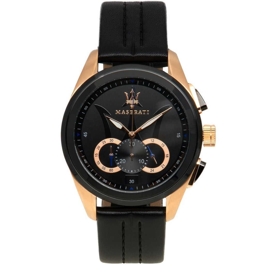 Maserati Traguardo R8871612025 Black Case & Leather Strap Chronograph Watch