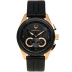 Maserati Traguardo R8871612025 Black Case & Leather Strap Chronograph Watch